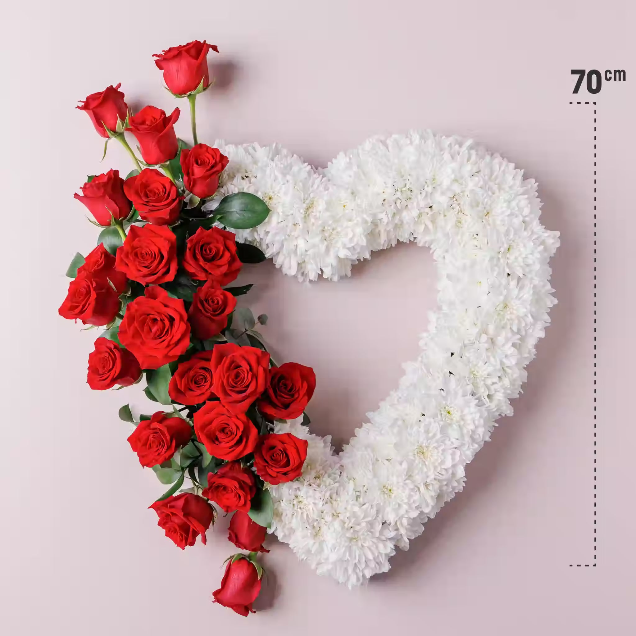 Eternal Peace Heart Wreath White Rose & Chrysanthemum Funeral Wreath