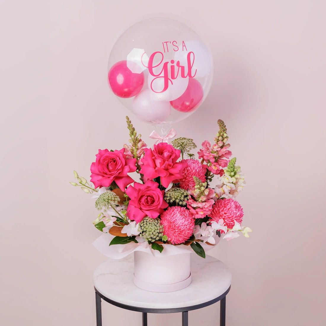 Welcome Baby Girl Blooms balloons